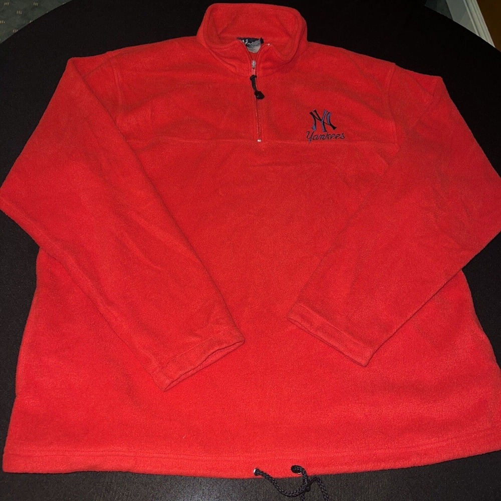 Vintage 90s New York Yankees Fleece Quarter Zip Adidas Sweatshirt Size XXL